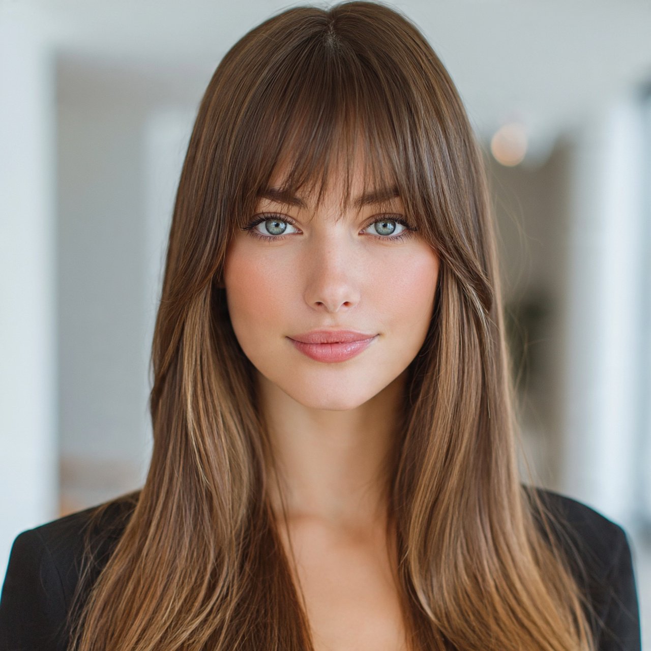 Straight Hair with Curtain Bangs