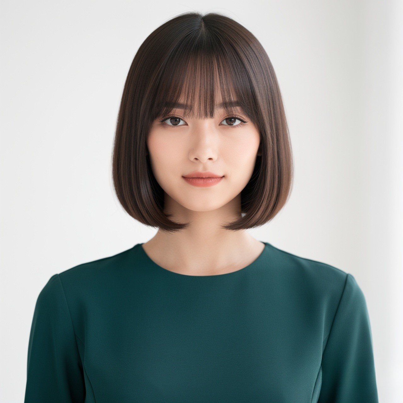 Straight Hair with Curtain Bangs