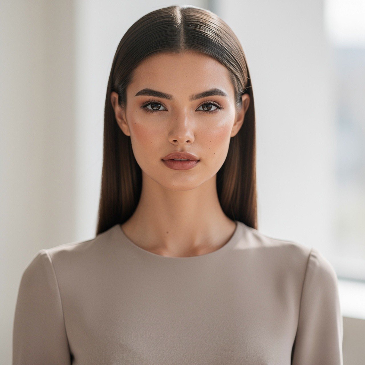 Straight Hair with Middle Part