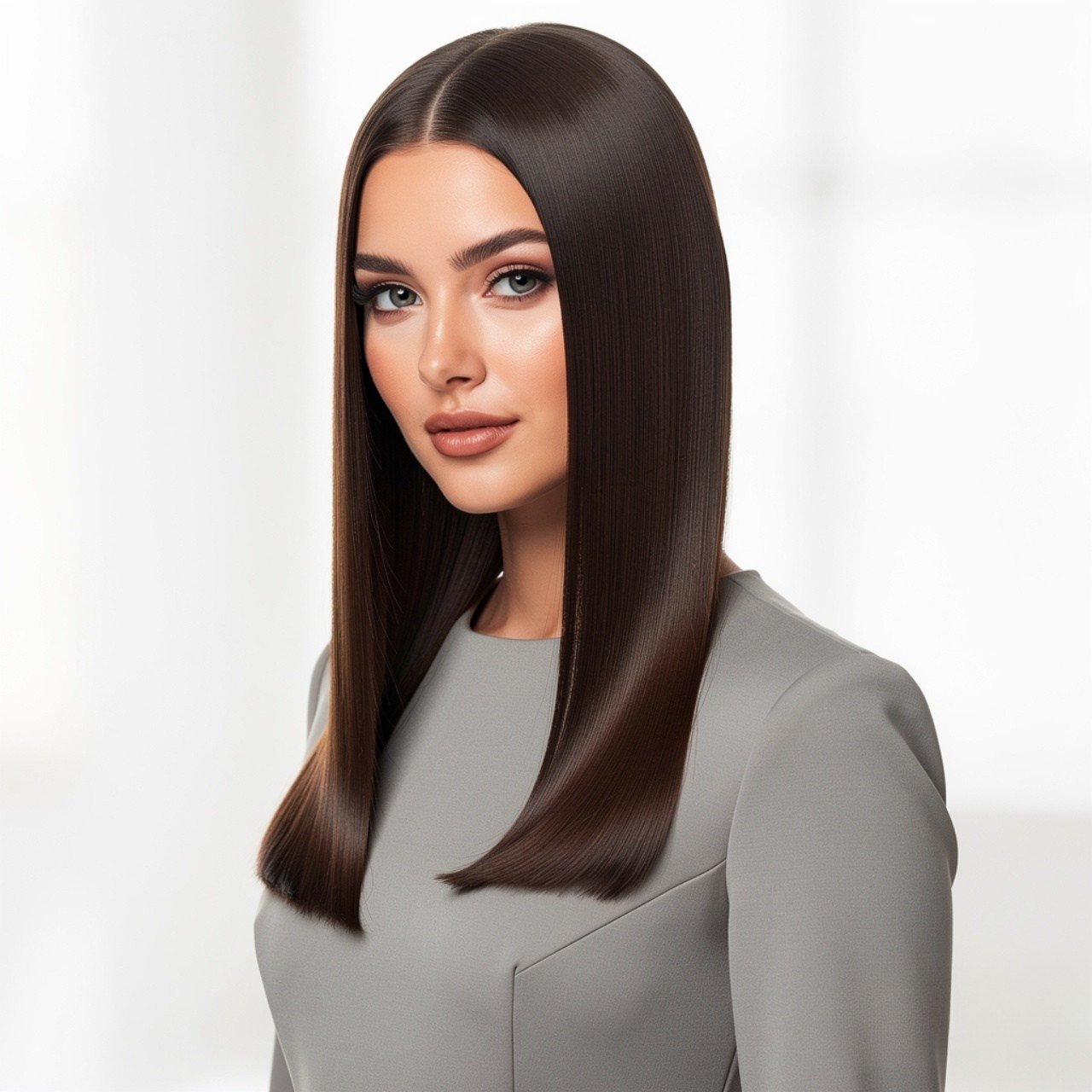 14 Trending Straight Hair Hairstyles You Need to Try 8 Straight Hair with a Sleek Center Part and Glossy Finish