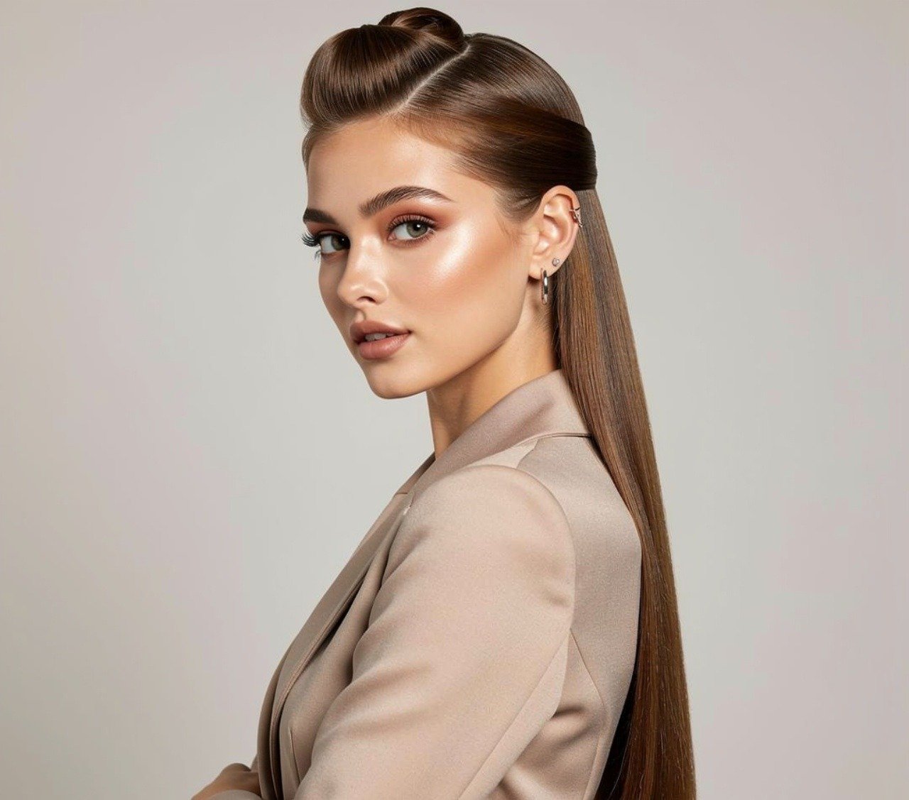 Straight Half Up Half Down Style
