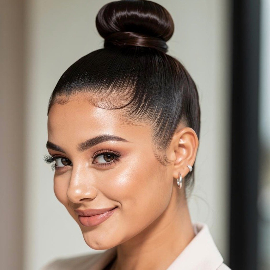 15 Trending Simple Hairstyles for Straight Hair That Are Easy and Stylish 14 Straight Top Knot
