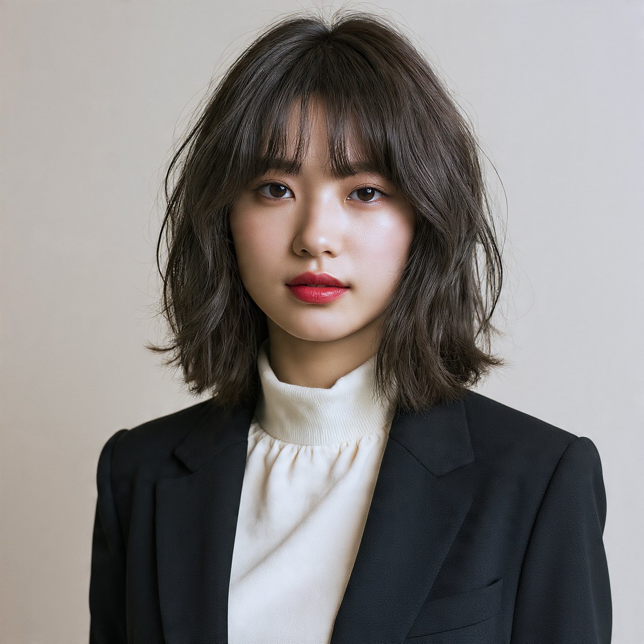 Textured Lob with Curtain Bangs