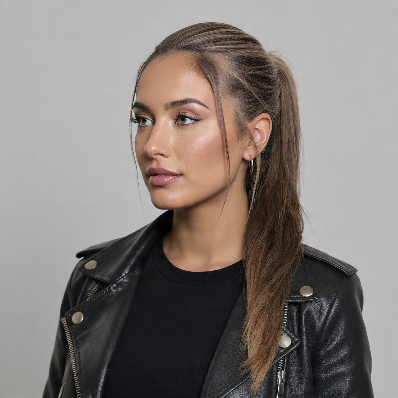 Textured Slick Back Ponytail Hairstyle