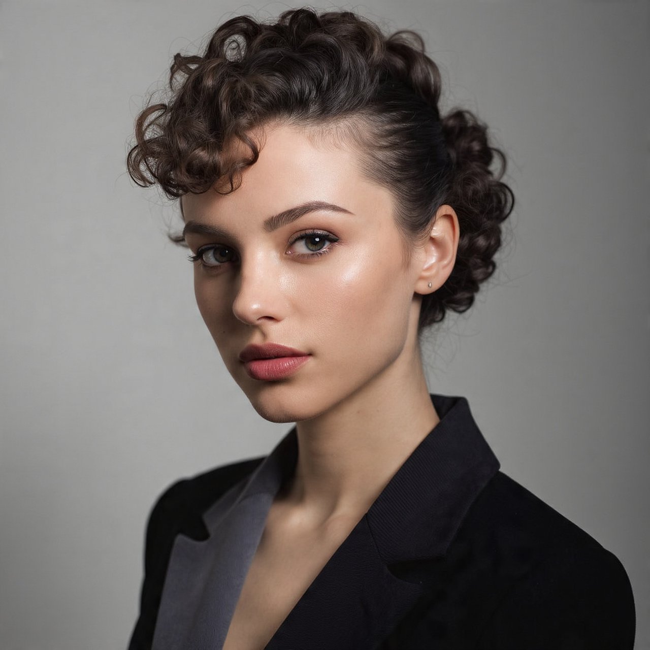 Textured Slick Back with Defined Curl Clusters Hairstyle
