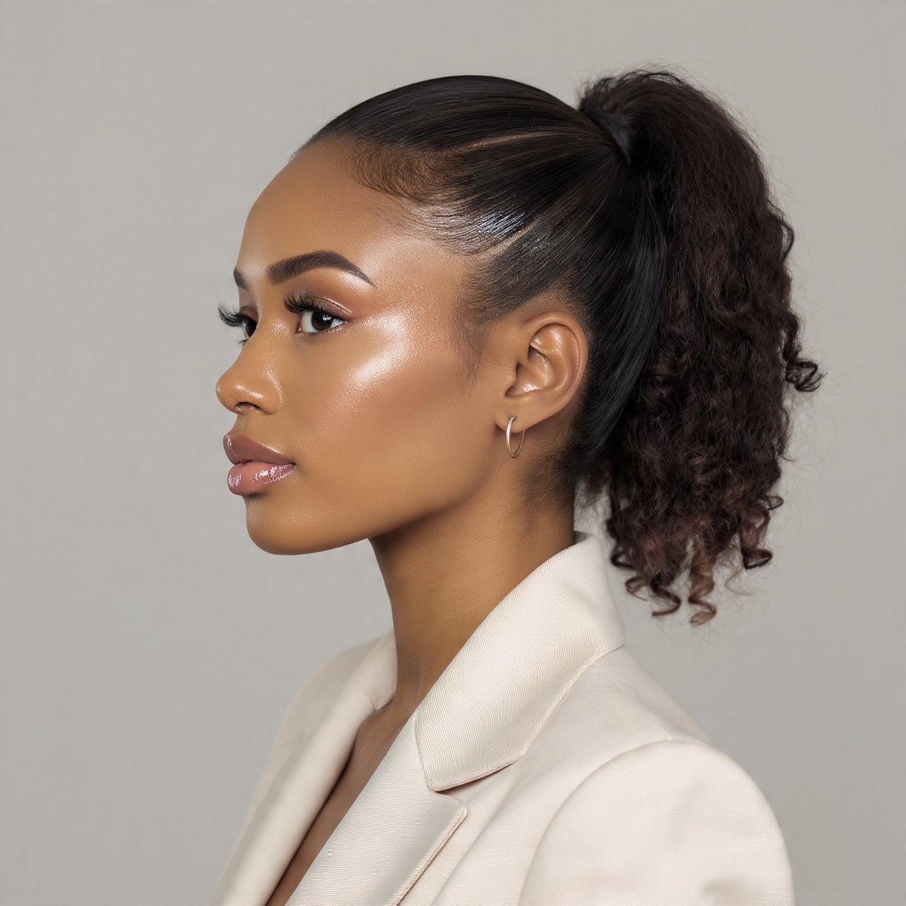 The Gel Slicked Curly Ponytail Slick Back Hairstyle