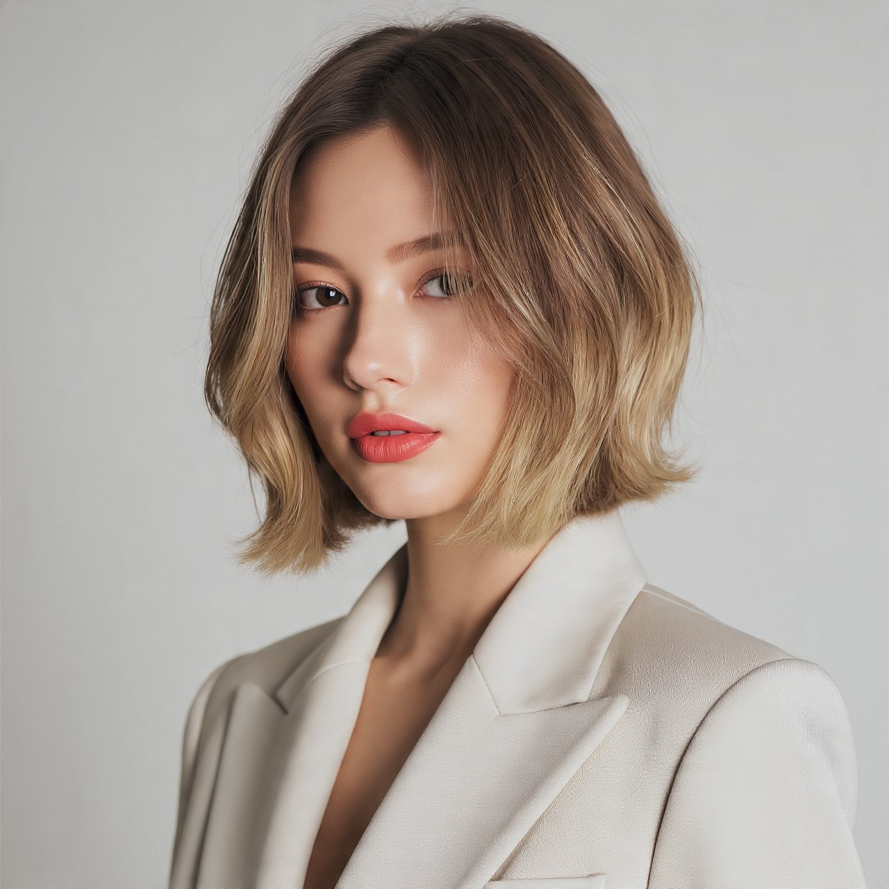The Lob with Face Framing Highlights