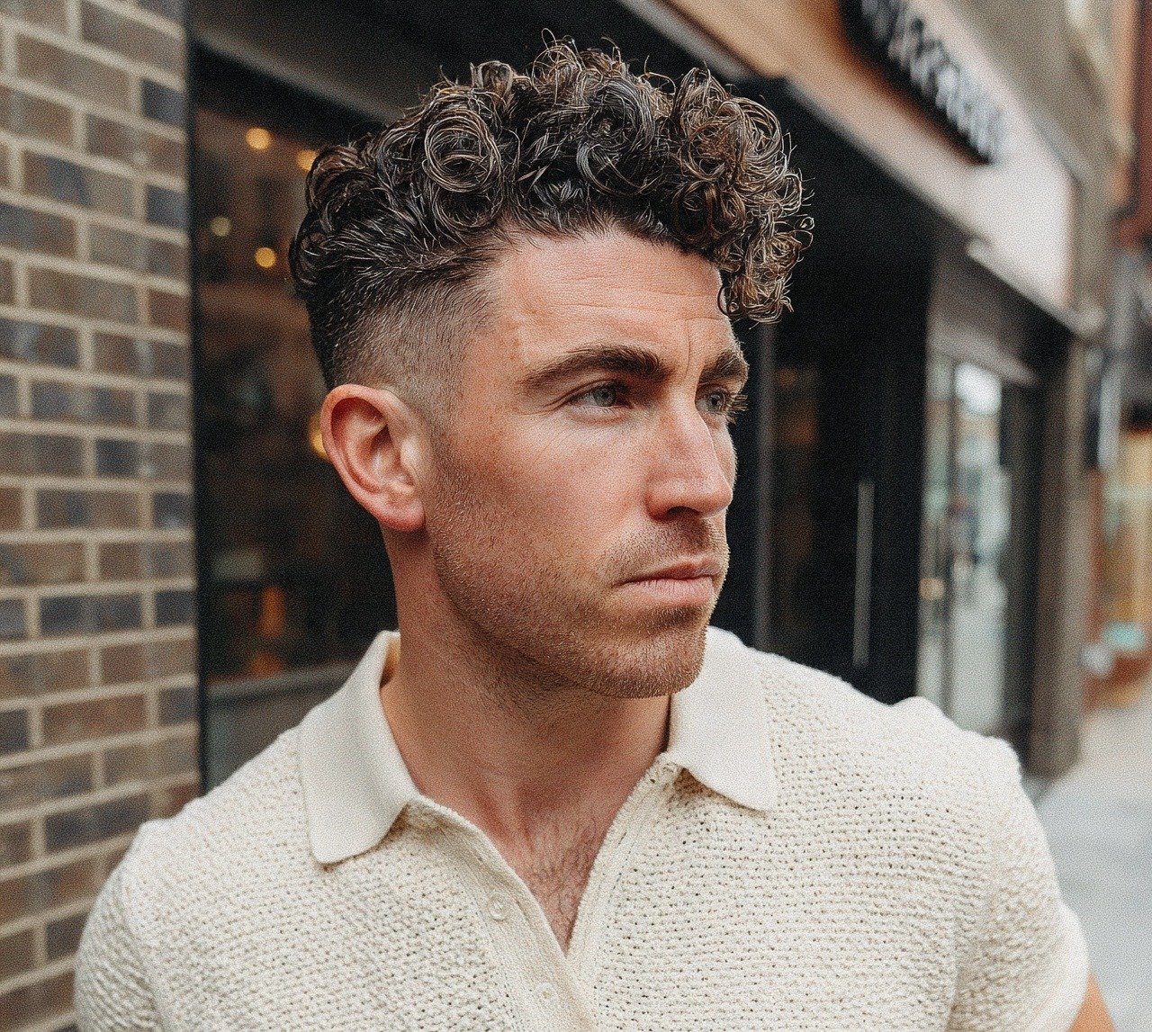 Mid Fade with Curls Haircut For Men