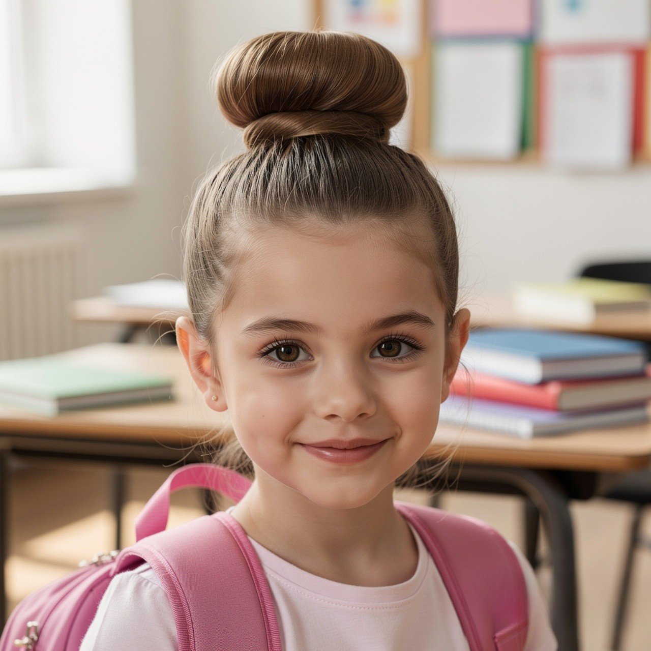 15 Trending Easy Little Girl Hairstyles for Cute Everyday Looks 13 Top Knot Bun Little Girl Hairstyle