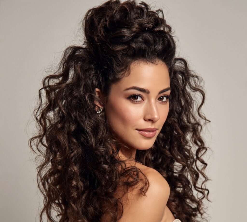 12 Trending Curly Wedding Hairstyles Every Bride Should Definitely Try 10 Twisted Curly Half Up with Volume cropped