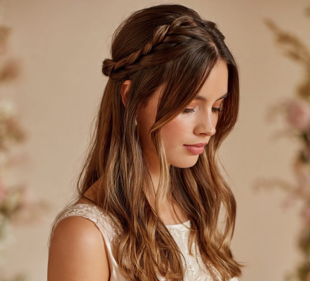 Twisted Half Up Style for medium hair cropped