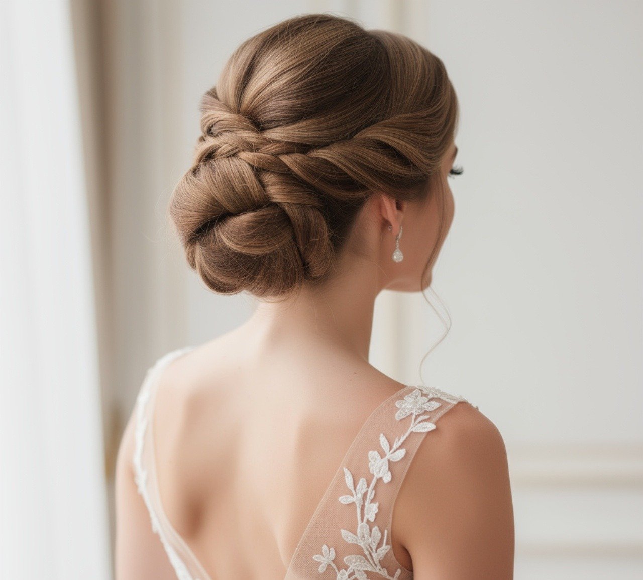 Twisted Updo Wedding Hairstyles for Long Hair Brides