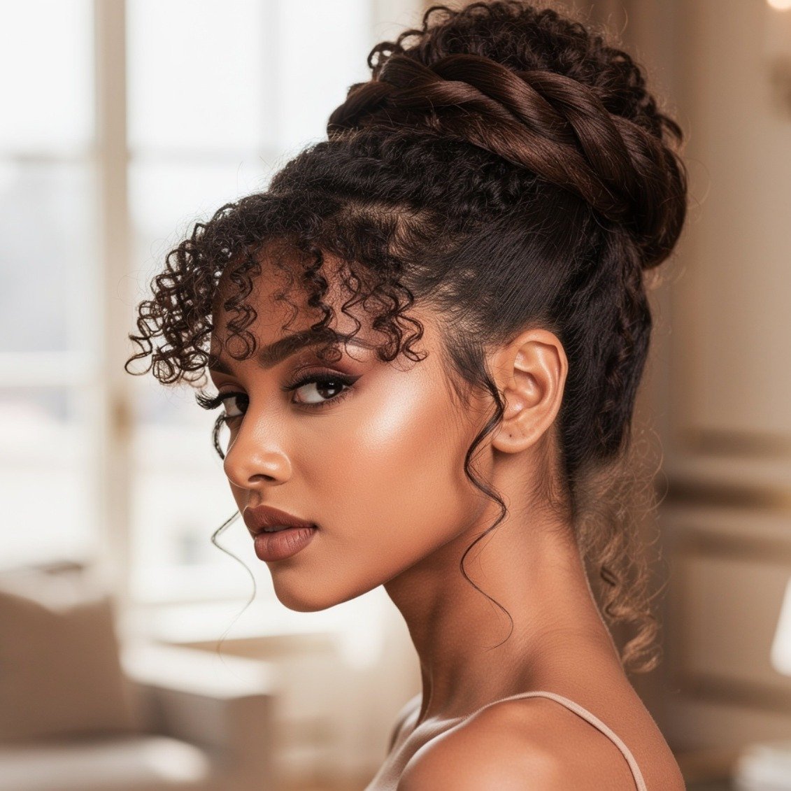 15 Stunning Curly Hairstyles for Wedding Ideas for Brides and Guests 10 Twisted Updo for Natural Curls