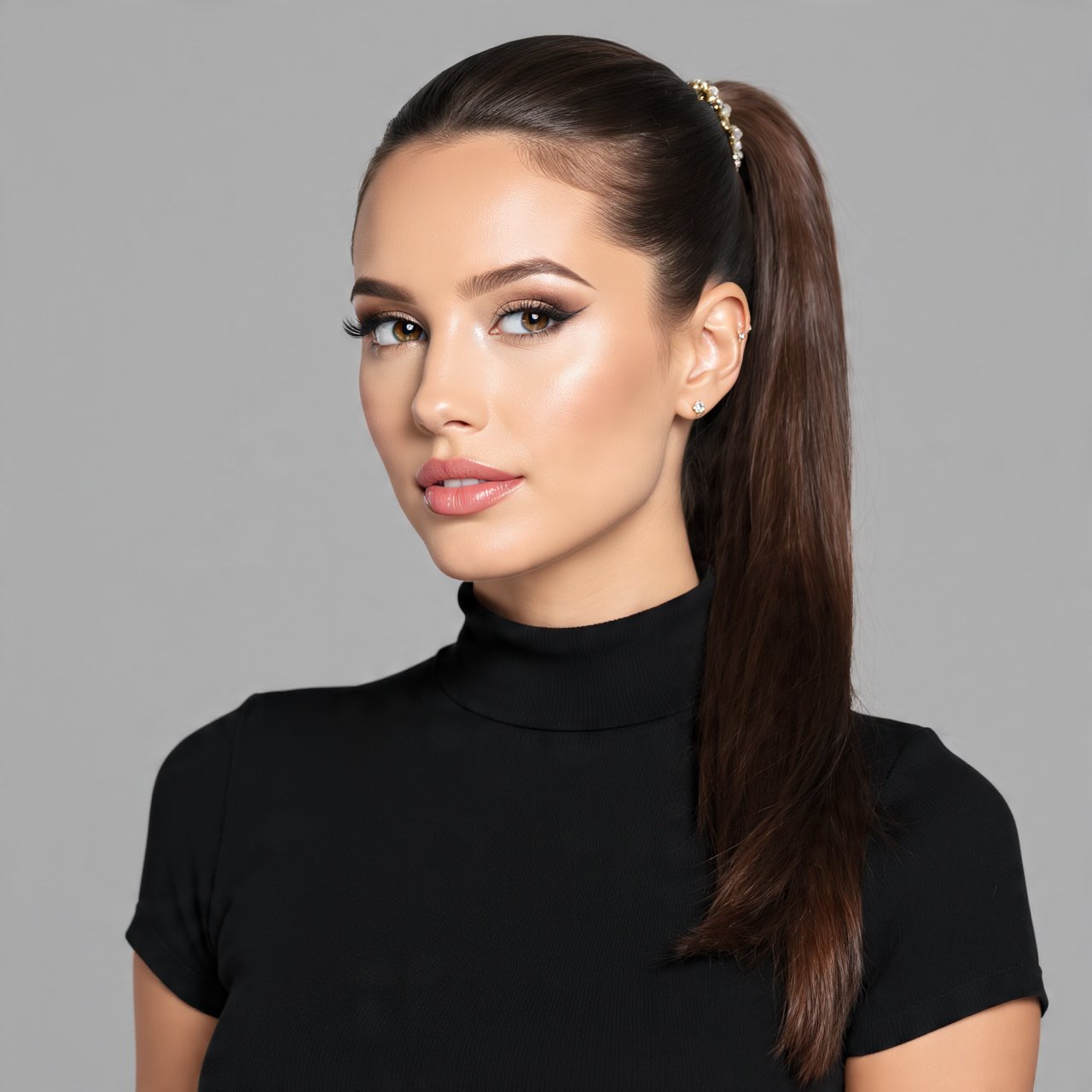 Ultra Sleek Ponytail with Jeweled Cuff Hairstyle 2