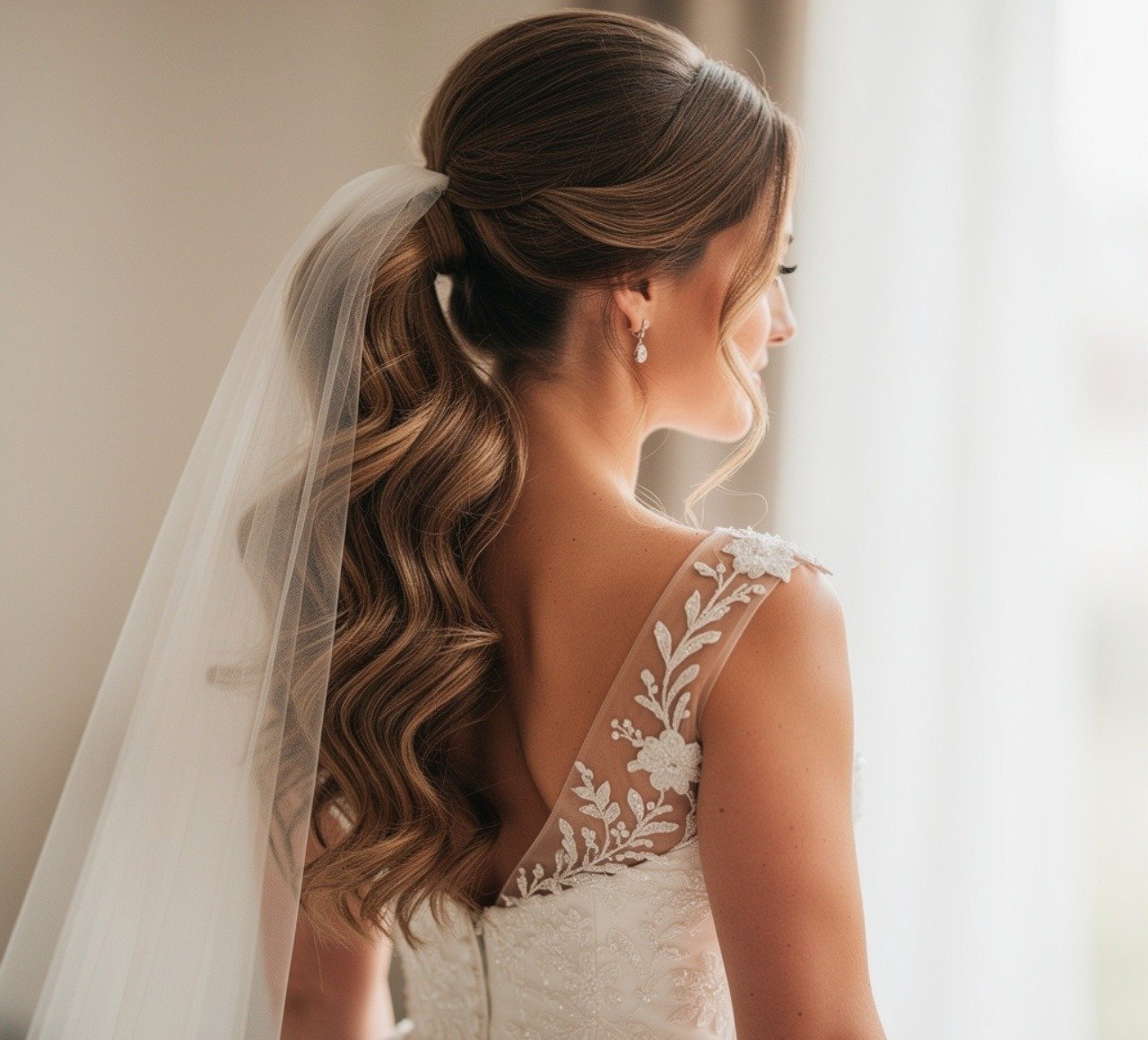 Veil Friendly Ponytail Hairstyles for Wedding Days