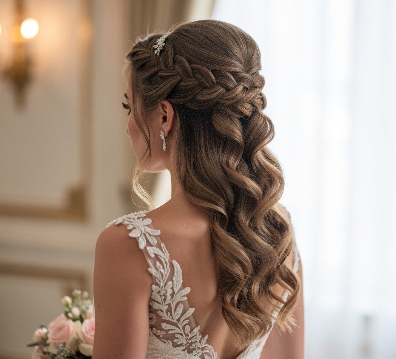 13 Trending Wedding Hairstyles Half Up Half Down for Every Bride 11 Waterfall Braid Wedding Hairstyles Half Up Half Down 1