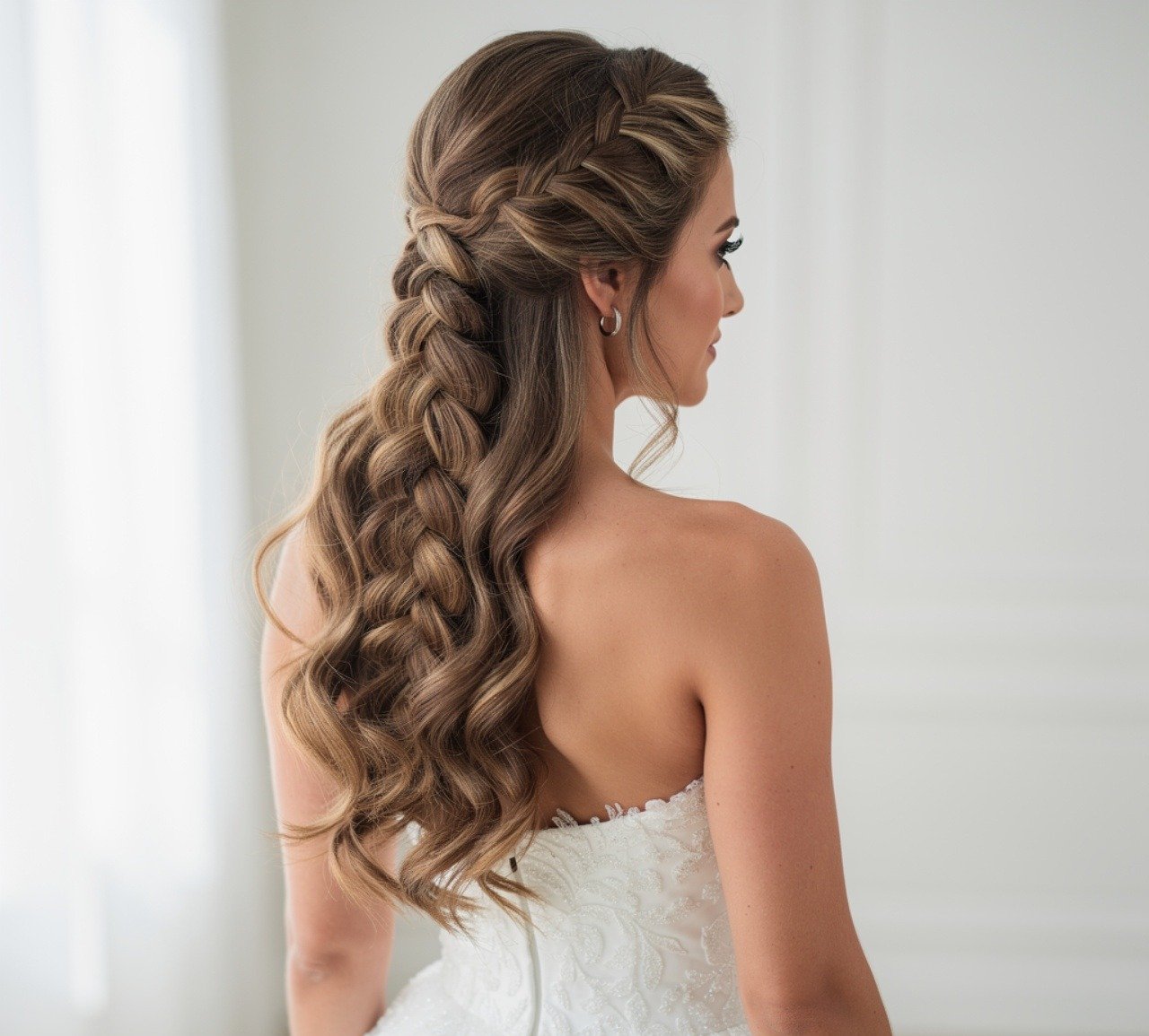 Waterfall Braid Wedding Hairstyles for Long Hair