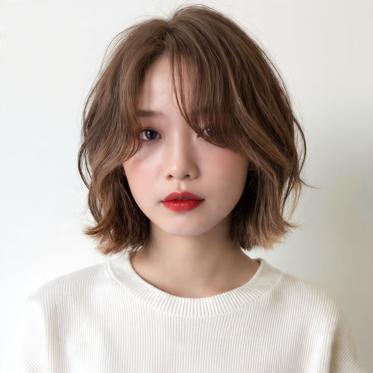 Wavy Bob with Curtain Bangs 1