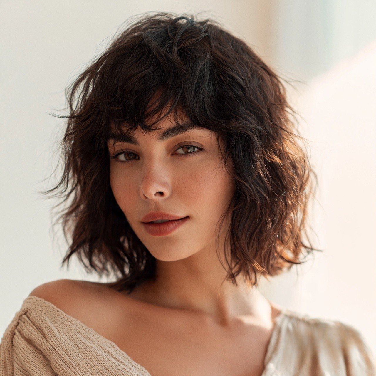 Wavy Fringe Bob For Wavy Hairs