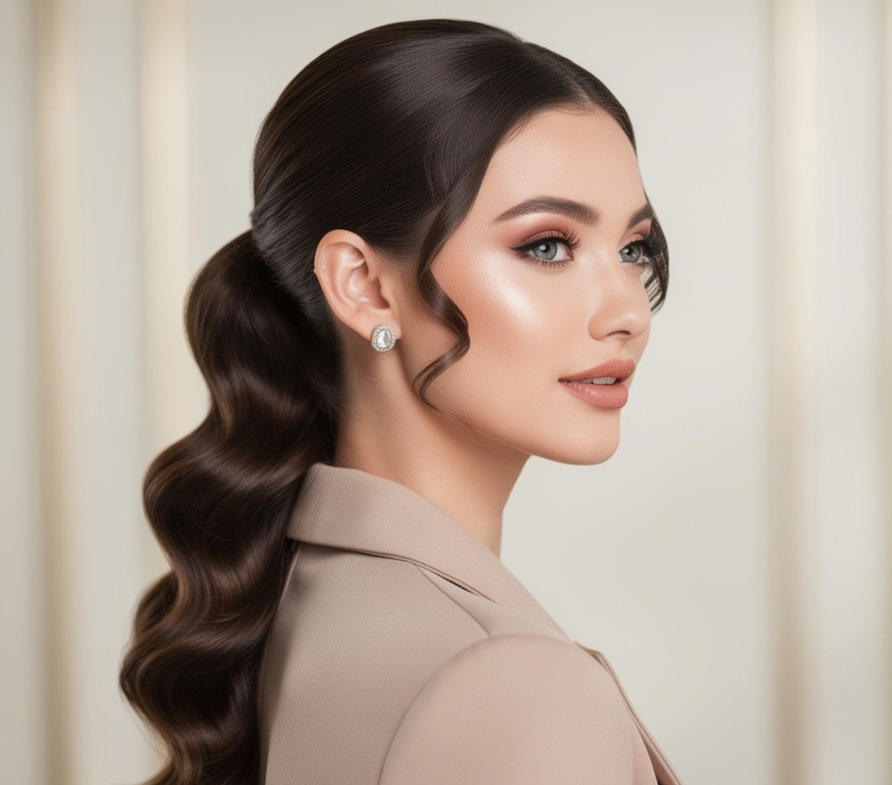 Wavy Low Quick Weave Hairstyles Ponytail for Heart Face