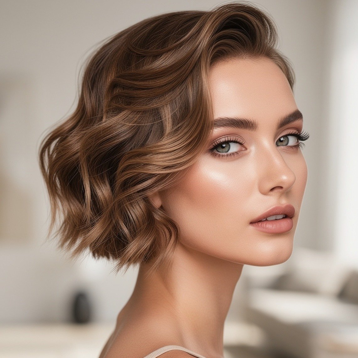 Wavy Pixie Cut with Side Part
