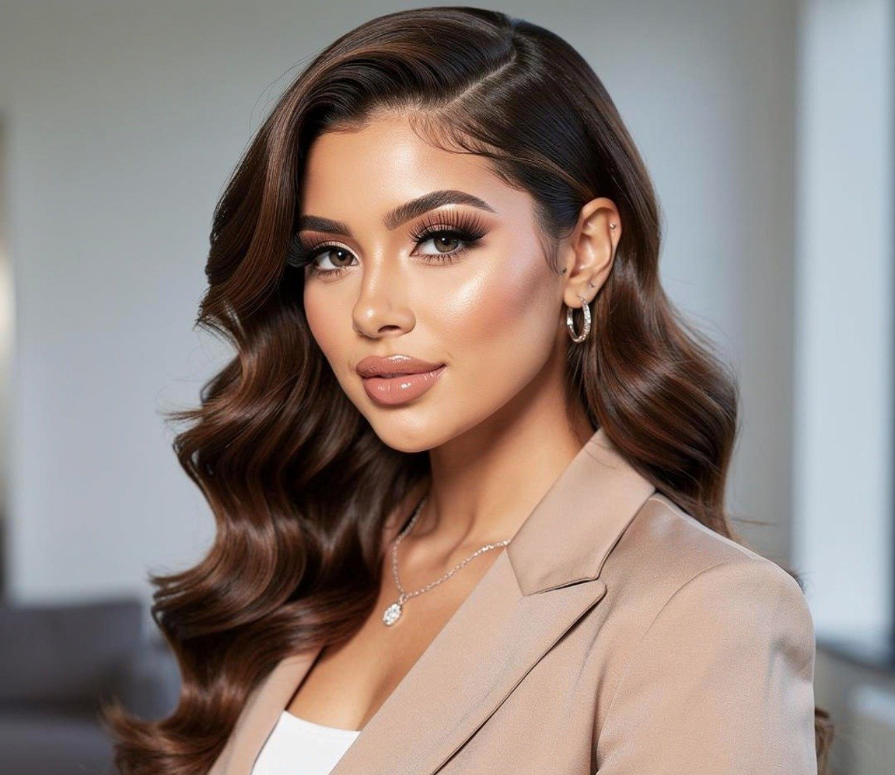 Wavy quick weave hairstyles side part for heart face