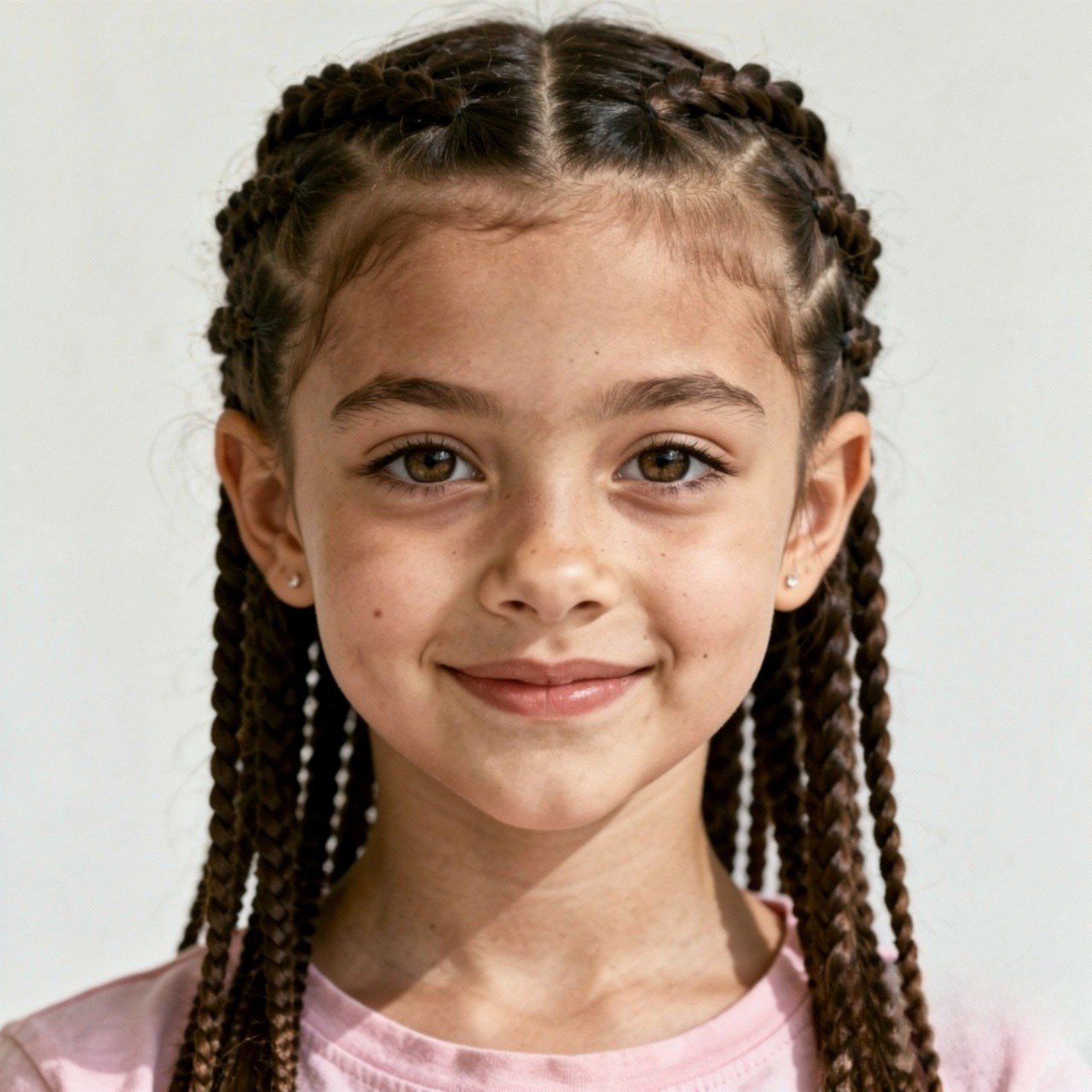 a single photo of a teenage girl with cute mini br
