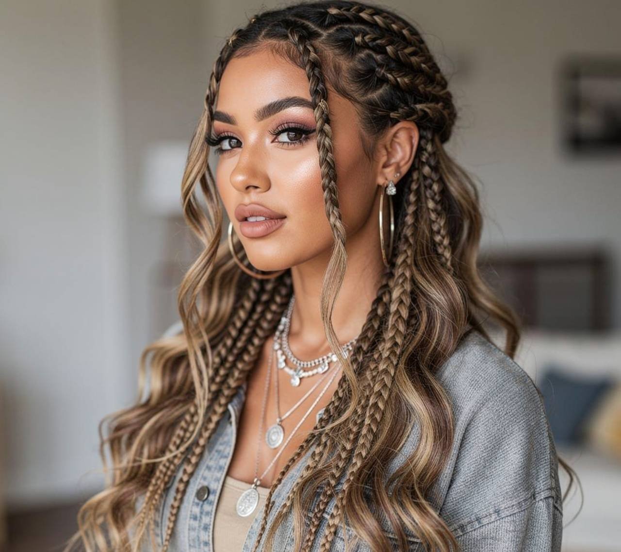 bohemian quick weave hairstyle braids for everyday wear
