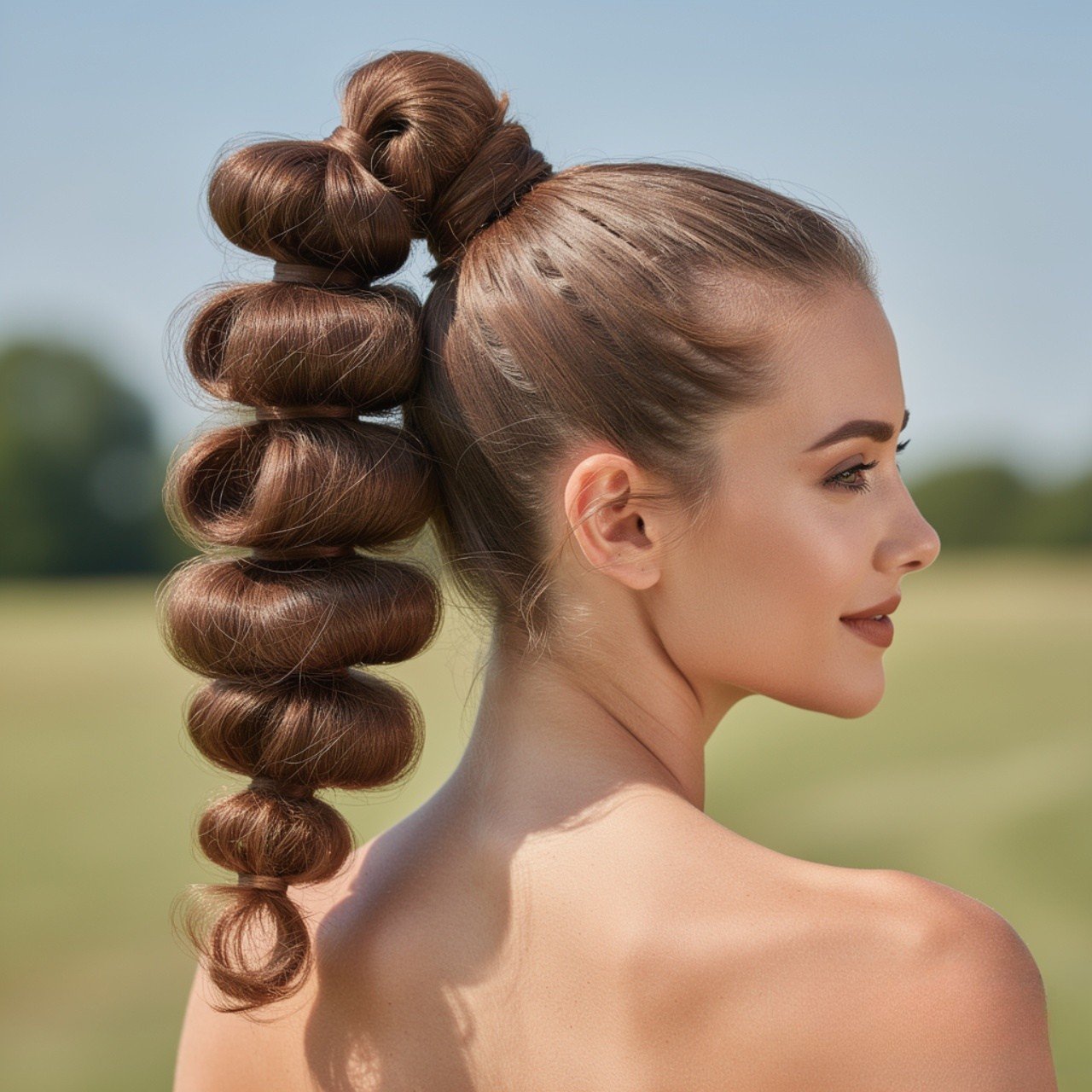 bubble ponytail summer hairstyle single photo squa