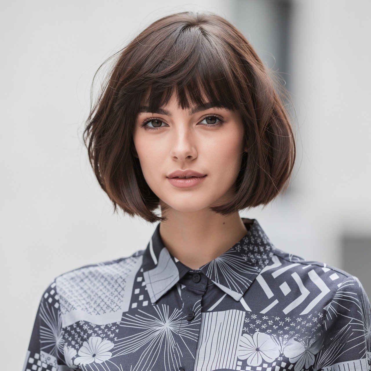 Hairstyles for Short Hair with Bangs: 15 Trendy Ideas that You'll Love 13 chin length bob hairstyle with arched bangs for sh