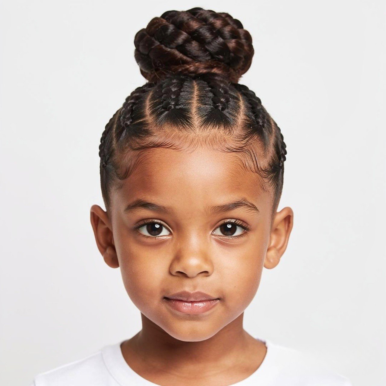 cornrow bun hairstyle for school neat and age appr 2