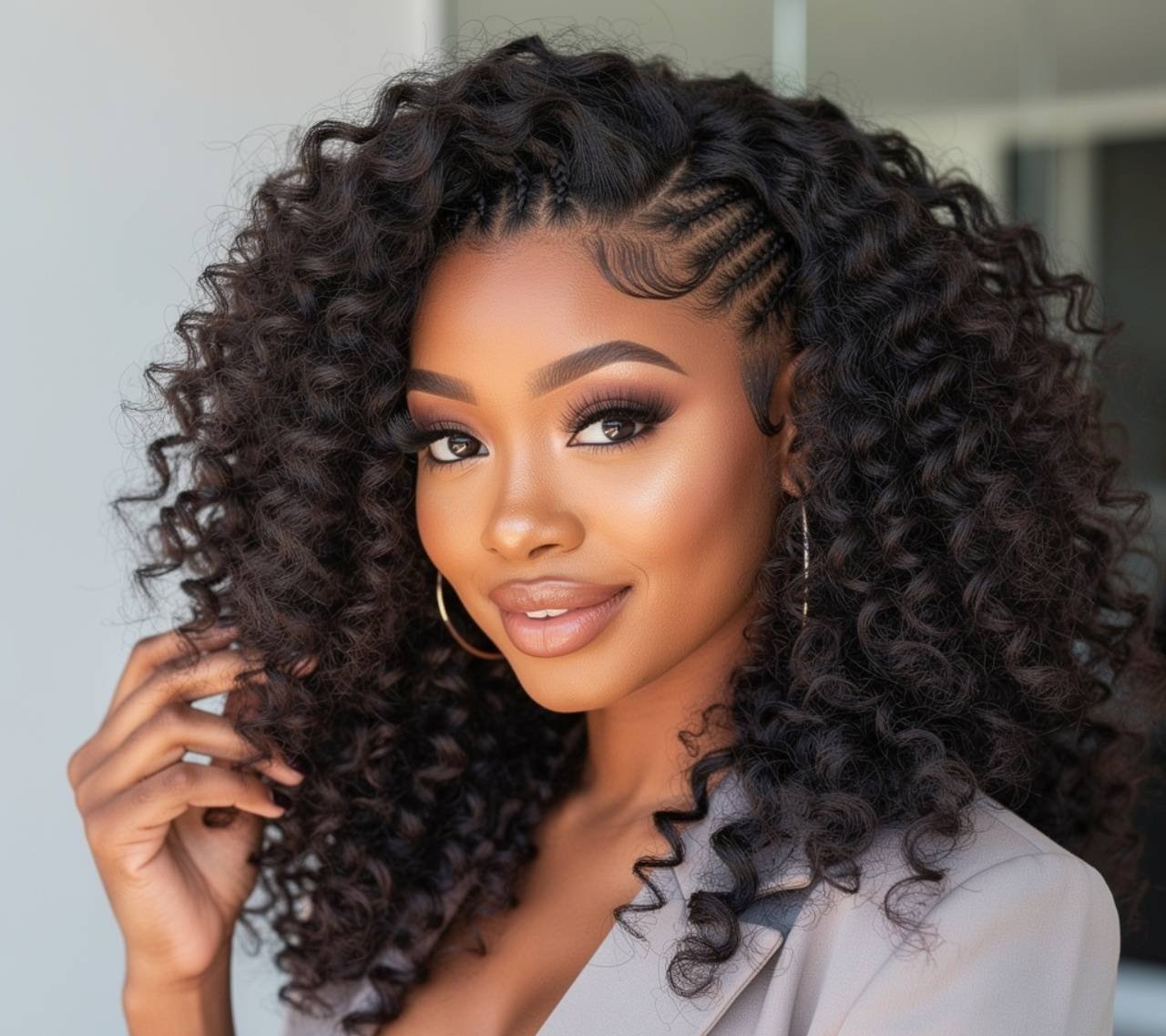 curly quick weave hairstyle braids for natural