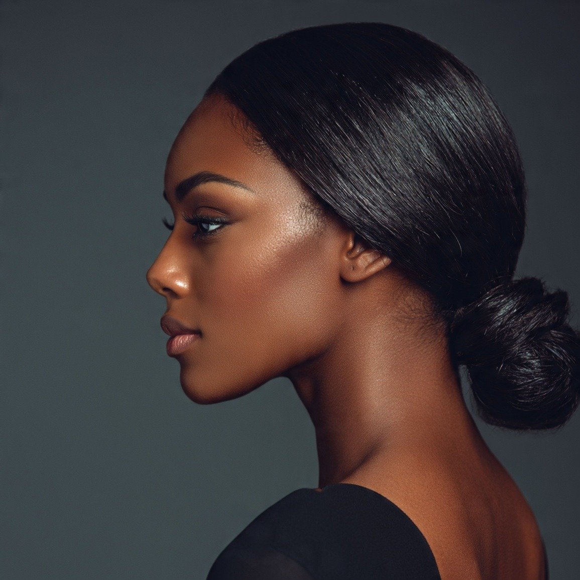 elegant sleek low bun hairstyle for black woman sm