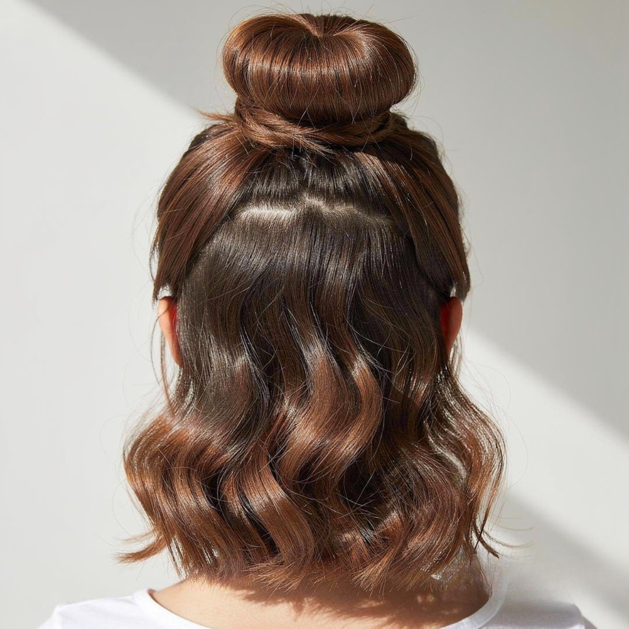 half up bun hairstyle for back to school single ph