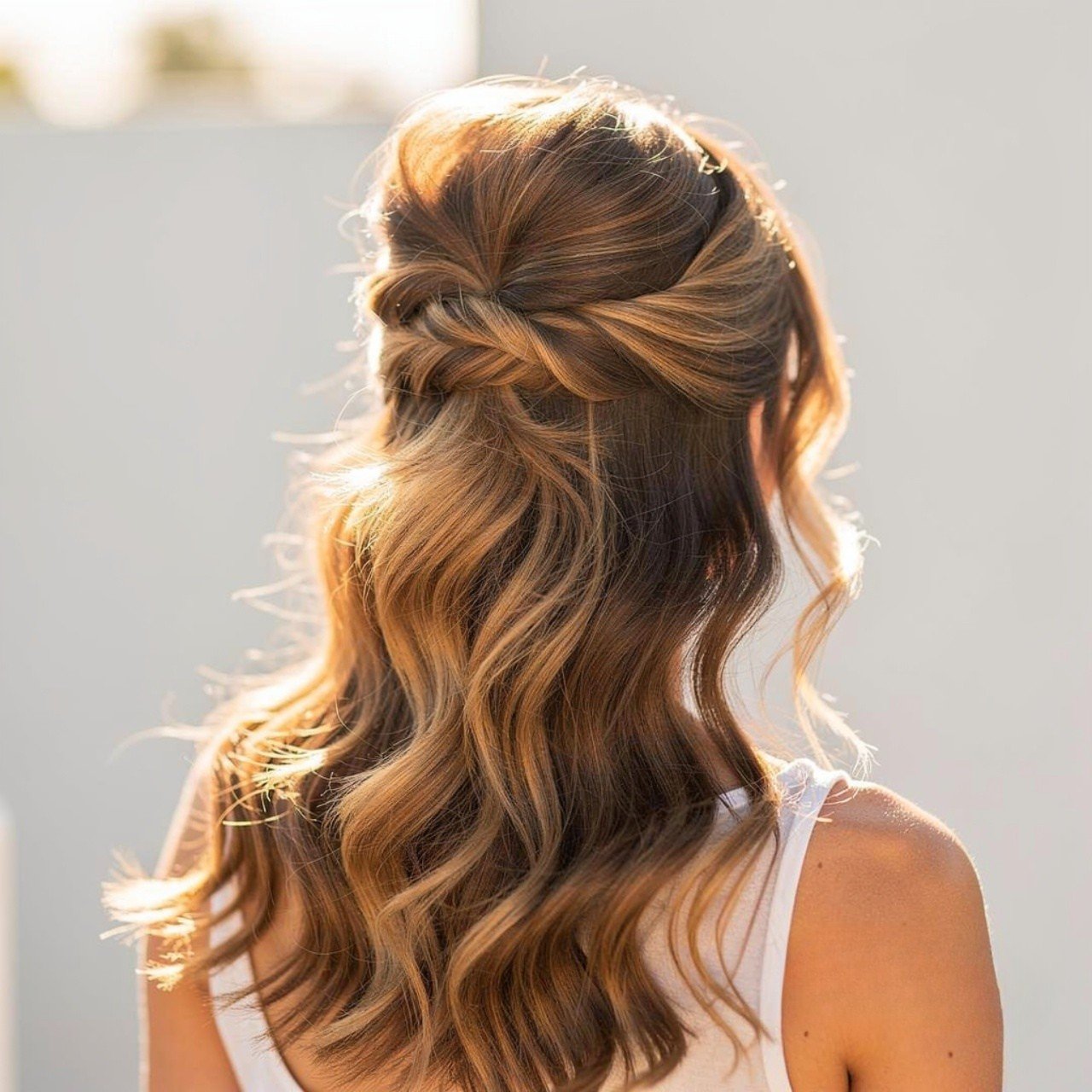 half up half down summer hairstyle single person f