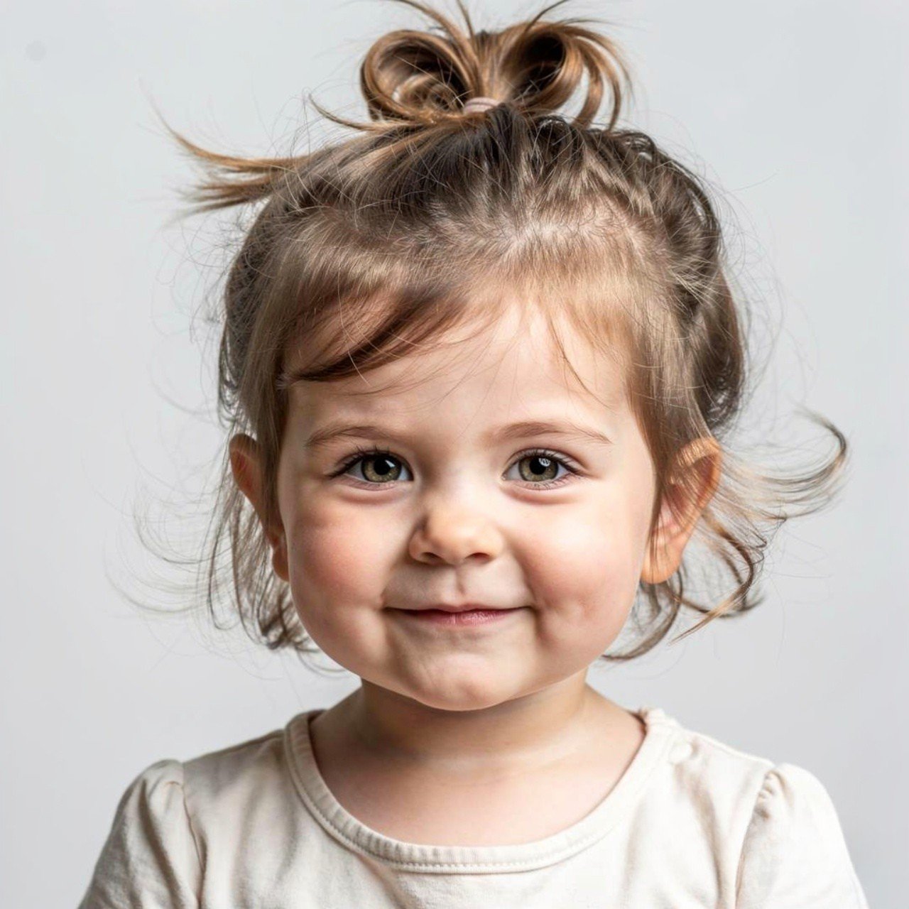 Hairstyles for Short Hair Kids: 15 Trendy Ideas that You’ll Love 13 messy bun hairstyle for a child with short hair cu