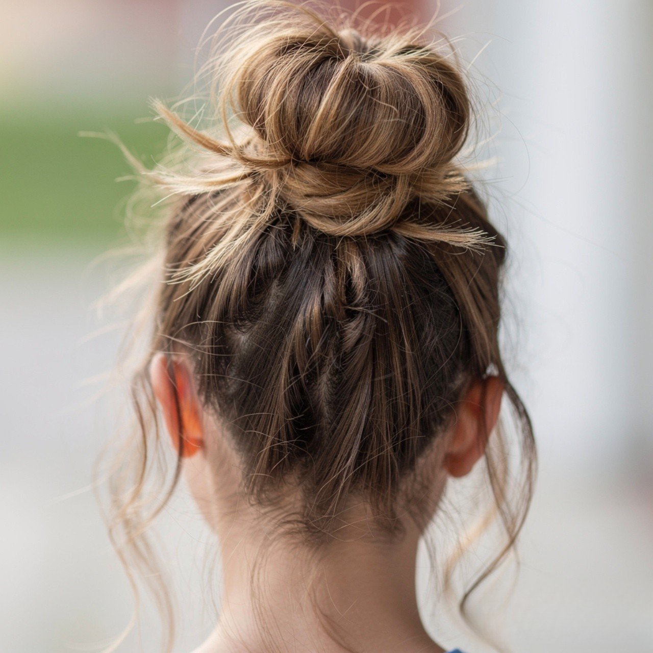 messy bun hairstyle for back to school single phot