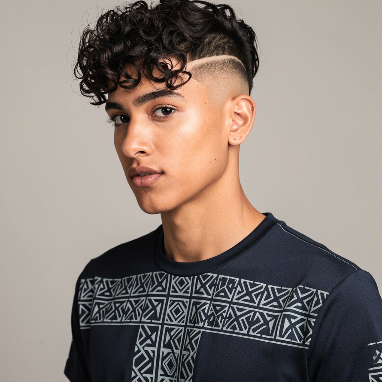 portrait of a person with curly hairstyles and und