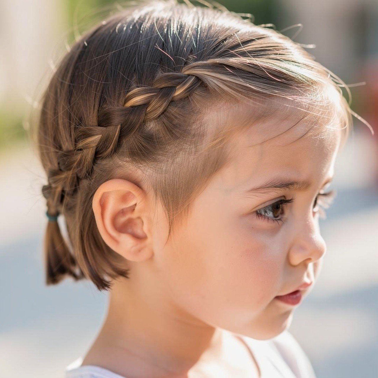 Hairstyles for Short Hair Kids: 15 Trendy Ideas that You’ll Love 4 side braid hairstyle for a kid with short hair cut