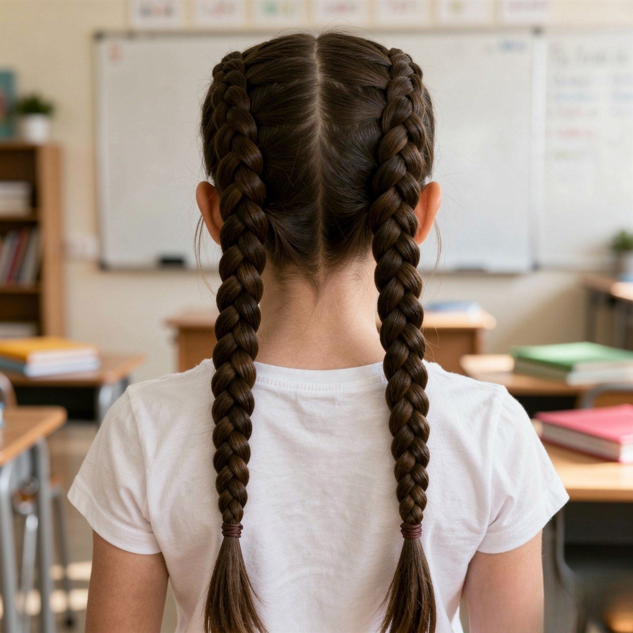 single photo of a double braided hairstyle for bac