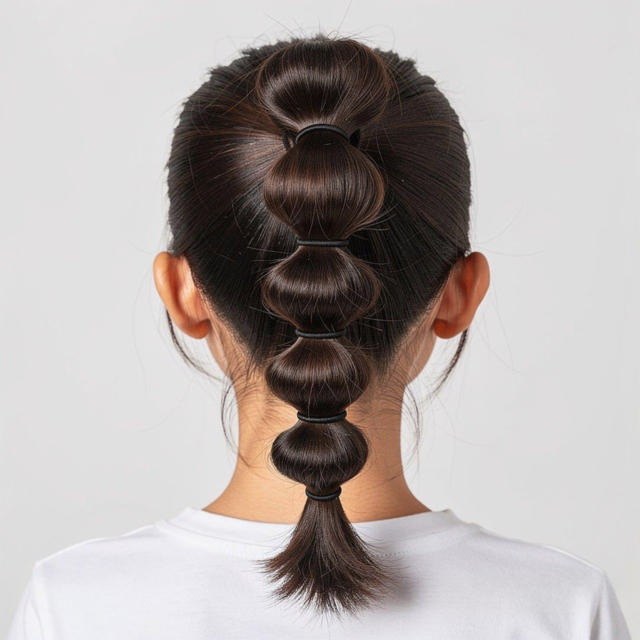square photograph of a single bubble ponytail hair