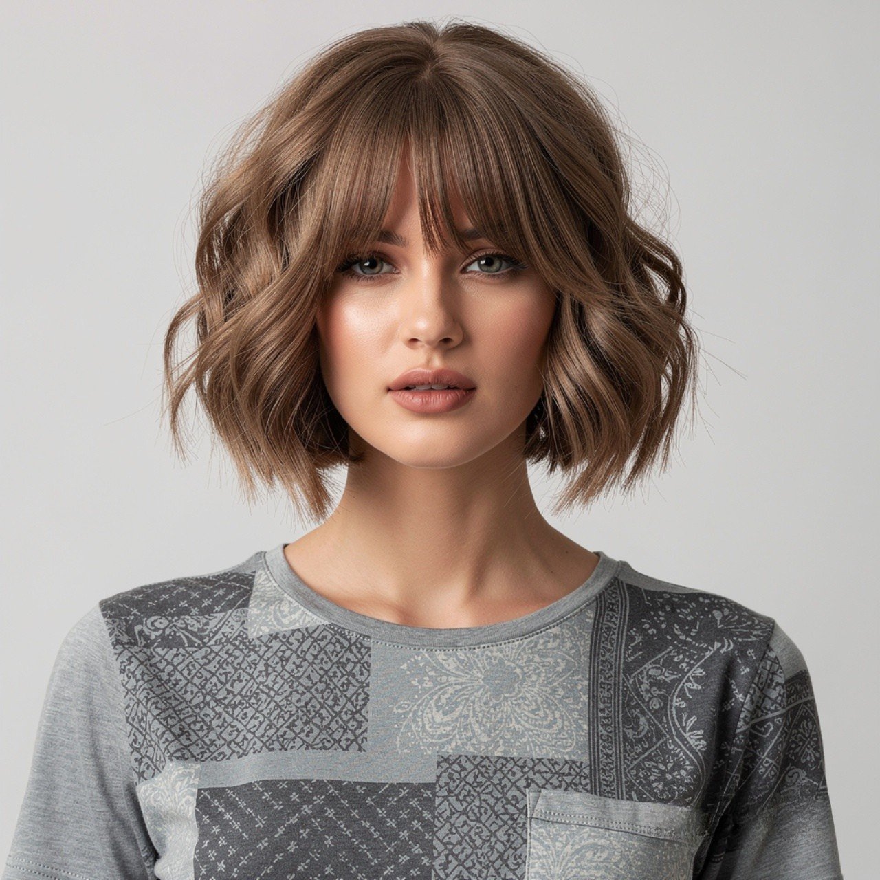 Hairstyles for Short Hair with Bangs: 15 Trendy Ideas that You'll Love 5 square portrait focusing on hair layered lob with