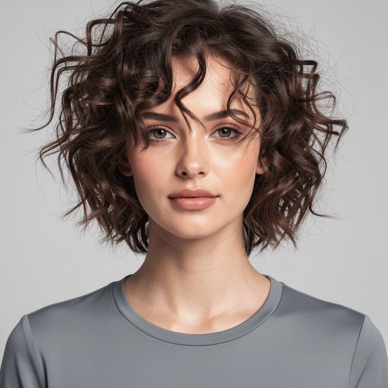 square portrait focusing on hair woman with messy