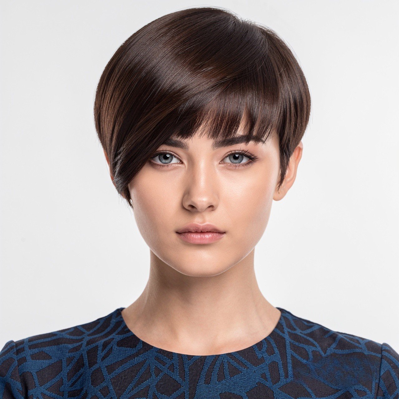 Hairstyles for Short Hair with Bangs: 15 Trendy Ideas that You'll Love 15 square portrait focusing on sleek short hair with