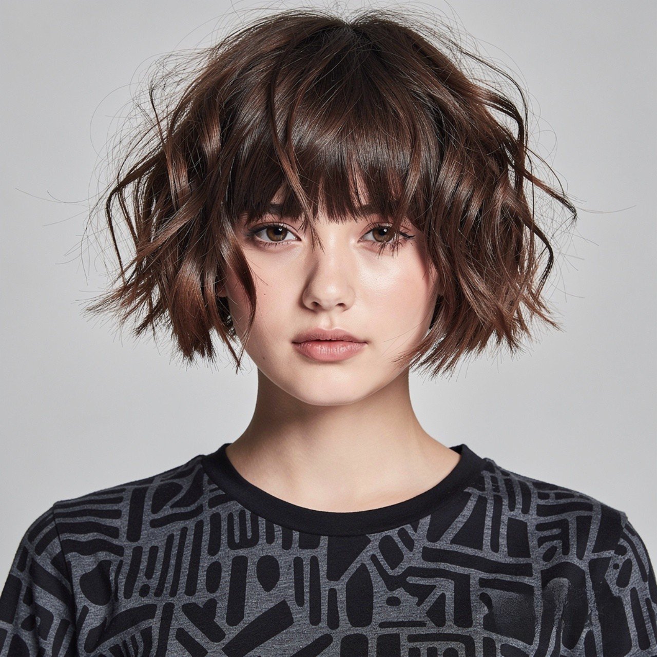 Hairstyles for Short Hair with Bangs: 15 Trendy Ideas that You'll Love 7 square portrait of a person with a shaggy bob hair