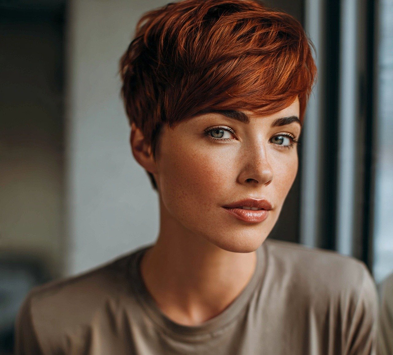 10. Auburn Red Pixie Hair Color and Cut cropped