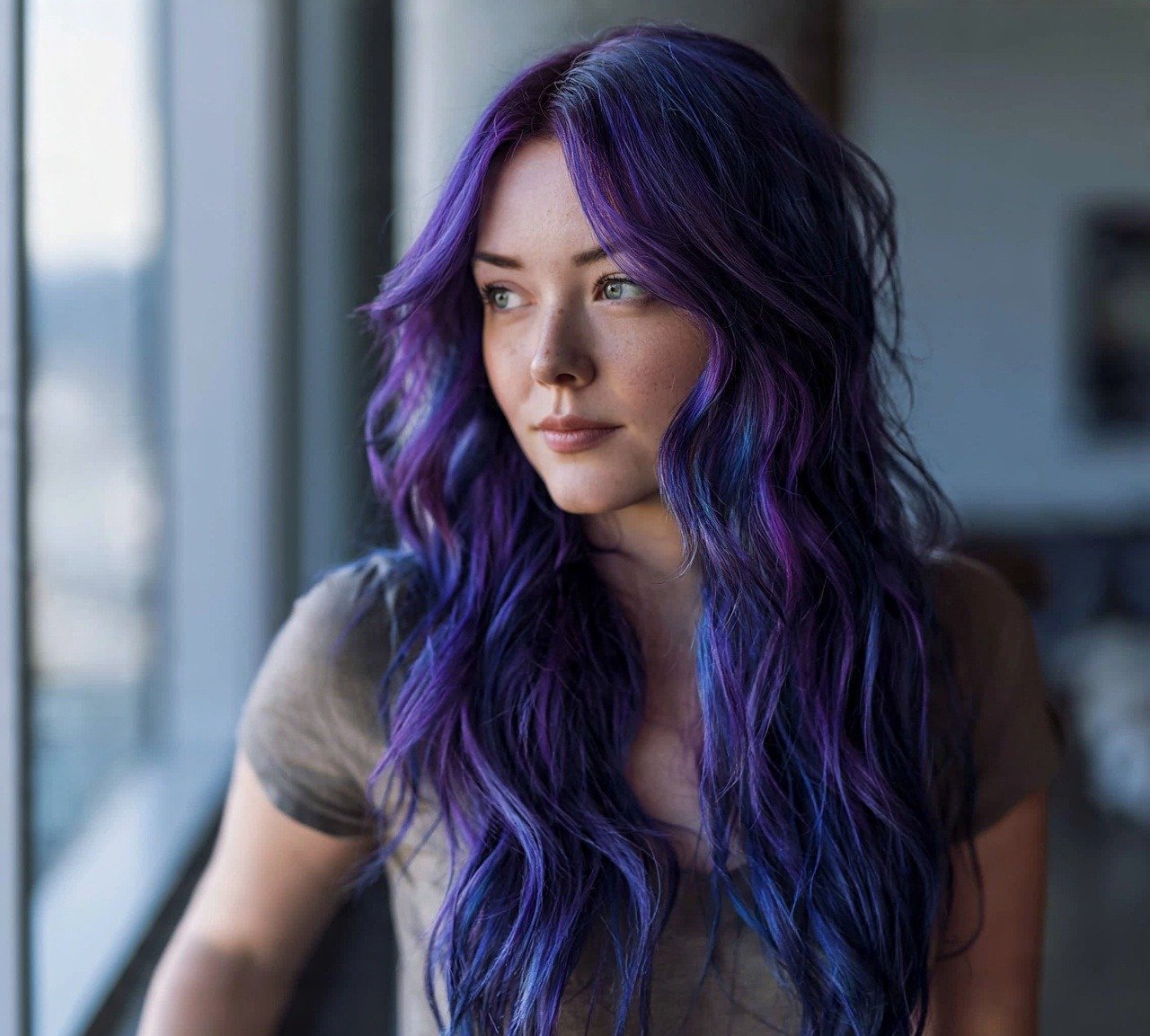 10. Galaxy Purple with Blue Undertones Hair Color