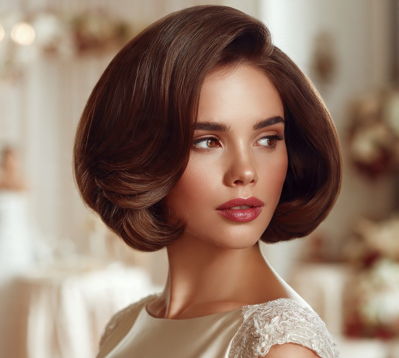 16 Trending Hairstyles for Short Hair for Wedding Day 11 10. Voluminous Blowout Bob Hairstyles For Short Hair For Wedding