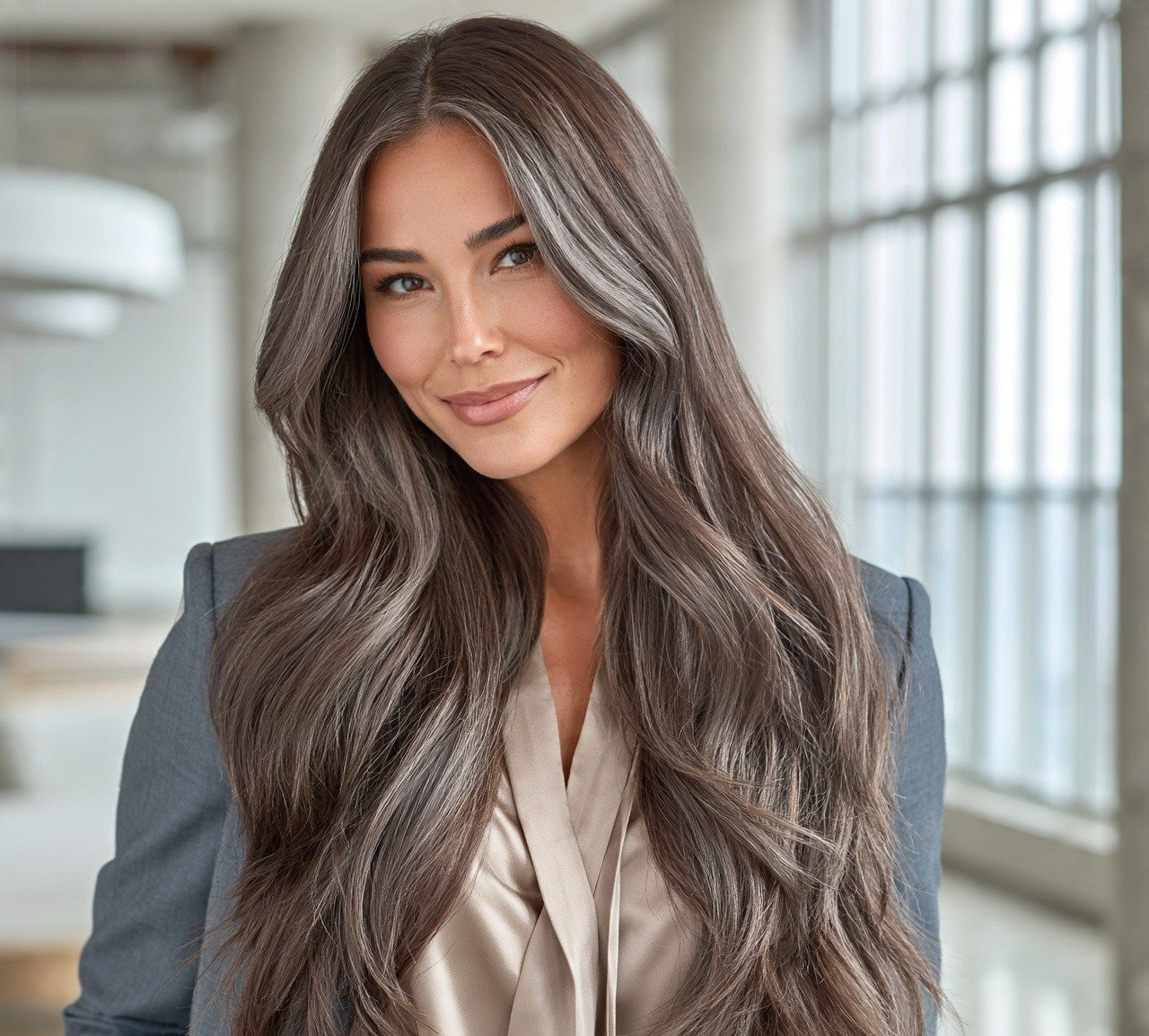 11. Ash Brown with Silver Undertones Hair Color