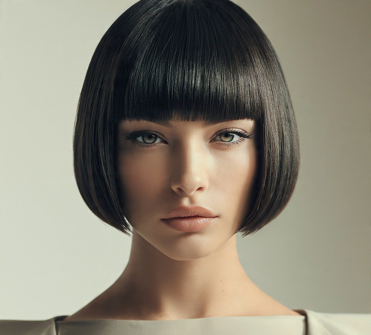 11. Short Silk Press with Micro Bangs Hairstyles